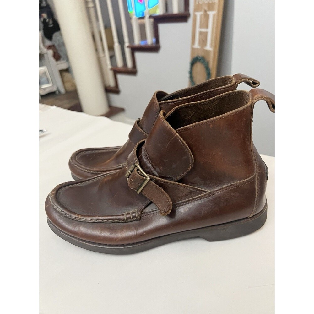RARE VINTAGE Polo Ralph Lauren Leather Boots Size 7.5 Polo Sport Brown 90s